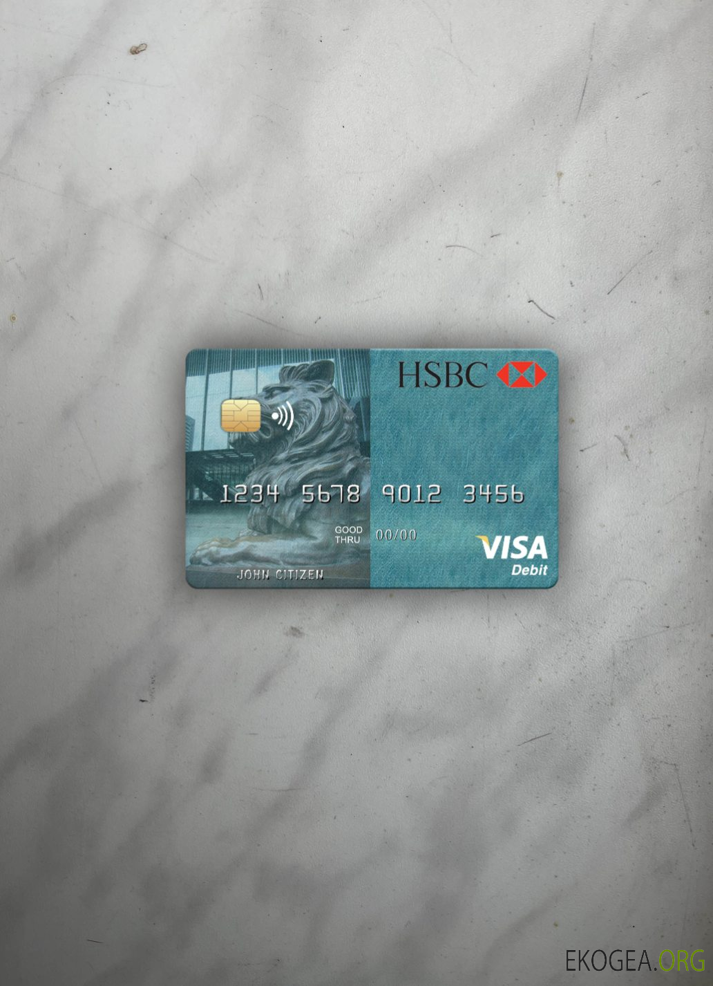 Photolook de la carte de débit visa de la Banque HSBC de Maurice à l'avant
